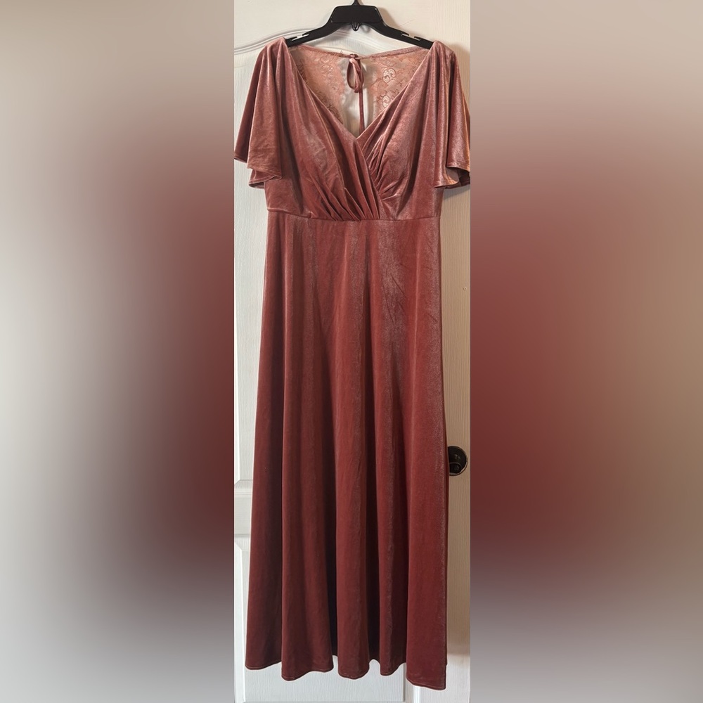 Velvet Gown with Lace Open Back
